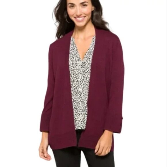 EVOLUTION by CYRUS Myna Button Sleeve Cardigan Burgundy Women's size small NWT - Picture 1 of 8